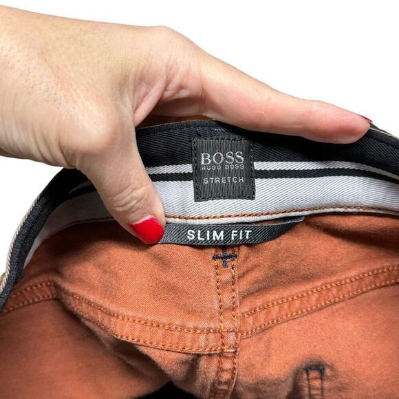 Boss Hugo Boss Mens Stretch Slim Fit Straight Leg Button Fly Dark Brown Jeans 36 - Picture 9 of 14